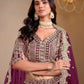 Rajwada Wine Art Silk Embroidered Semi-Stitched lehenga For Women
