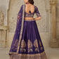 Rajwada Purple Silk Blend Embroidered Semi-Stitched Lehenga For Women