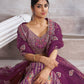 Rajwada Purple Banarasi Silk Embroidered Semi-Stitched Lehenga For Women
