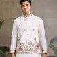 Rajwada White Cotton Blend Embroidered Stitched Kurta For Men