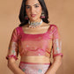 Rajwada Pink Silk Blend Woven Elegant Saree For Women