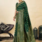 Rajwada Dark Green Silk Blend Zari Work Saree For Women