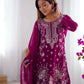 Rajwada Dark Pink Georgette Embroidered Stitched Kurta Set For Women
