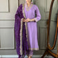 Rajwada Lavender Silk Blend  Embroidered Stitched Kurta Set for Women