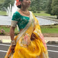 Rajwada Yellow Organza Printed Semi-Stitched lehenga For Women