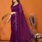 Rajwada Purple Georgette Embroidered  Saree For Women