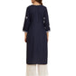 Rajwada Navy Blue Rayon Embroidered Kurti For Women
