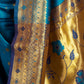 Rajwada Blue Silk Blend Woven Pithani Saree For Women