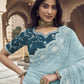 Rajwada Sea Green Silk Blend Embellished Elegant Saree For Women
