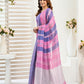 Rajwada Blue And Pink Cotton Linen Zari Work Saree For Women