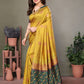 Rajwada Mustard Georgette Motif Print Saree For Women
