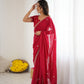 Rajwada Pink Georgette Embroidered Saree For Women