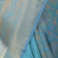 Teal Blue Silk Blend Solid Saree