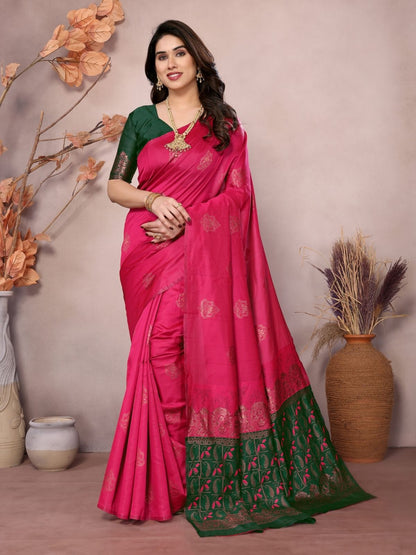Rajwada Pink Georgette Motif Print Saree For Women