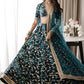 Rajwada Dark Green Velvet Embroidered Semi-Stitched lehenga For Women