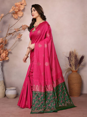 Rajwada Pink Georgette Motif Print Saree For Women