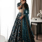 Rajwada Dark Green Velvet Embroidered Semi-Stitched lehenga For Women