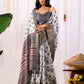 Rajwada Grey Silk Blend Printed Saree For Women