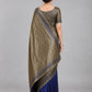 Dark Blue Banarasi Silk Solid Saree