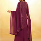 Rajwada Wine Georgette Embellished Kurta Set For Women