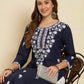 Rajwada Navy Blue Rayon Embroidered Kurti For Women