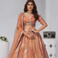 Rajwada Rust Silk Blend Embroidered Semi-Stitched Lehenga For Women