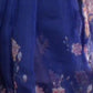 Rajwada Royal Blue Organza Printed Saree With Unstitched Blouse For Women