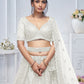 Rajwada White Soft Net Embellished Semi-Stitched Lehenga With Unstitched Blouse For Women