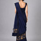 Navy Blue Velvet Printed Saree