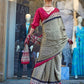 Rajwada Olive Satin Printed Saree With Unstitched Blouse For Women
