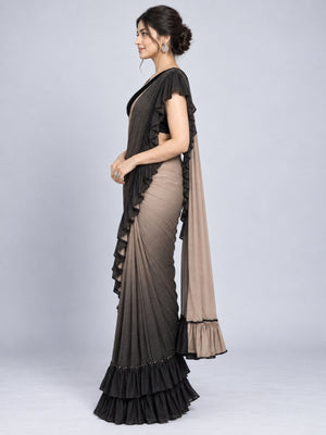 Black Crepe Solid Saree