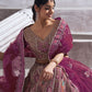 Rajwada Purple Banarasi Silk Embroidered Semi-Stitched Lehenga For Women
