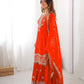 Rajwada Orange Georgette Embroidered Stitched Kurta Set For Women