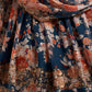 Rajwada Blue Organza Printed And Embriodered Semi-Stitched Lehenga For Women