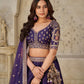 Rajwada Purple Silk Blend Embroidered Semi-Stitched Lehenga For Women