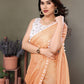 Rajwada Mustard Banglori Lace Work Saree With Unstitched Blouse For Women