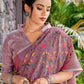 Rajwada Mauve Pink Cotton Linen Striped Saree For Women