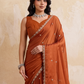 Rajwada Rust Silk Blend Embroidered Saree For Women