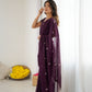 Rajwada Wine Georgette Embroidered Saree For Women
