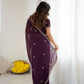 Rajwada Wine Georgette Embroidered Saree For Women