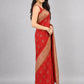 Red Silk Blend Solid Saree