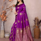 Rajwada Purple Georgette Motif Print Saree For Women