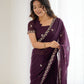 Rajwada Wine Georgette Embroidered Saree For Women