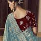 Rajwada Light Teal Georgette Embroidered Elegant Saree For Women