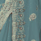 Rajwada Light Teal Georgette Embroidered Elegant Saree For Women
