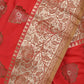 Red Silk Blend Solid Saree