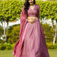 Rajwada Pink Georgette Embellished Semi-Stitched lehenga For Women