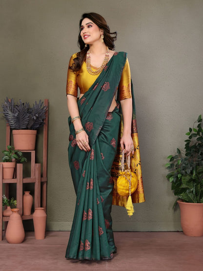 Rajwada Green Georgette Motif Print Saree For Women