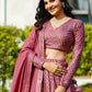 Rajwada Pink Georgette Embellished Semi-Stitched lehenga For Women