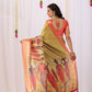 Rajwada Peach Silk Blend Printed Saree For Women